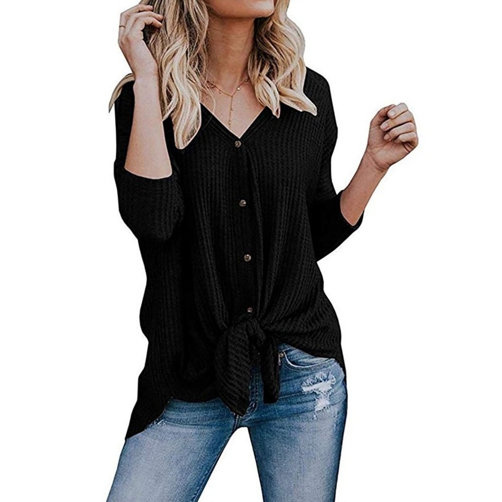 👚 Oversized Thermal Tie-Front Top